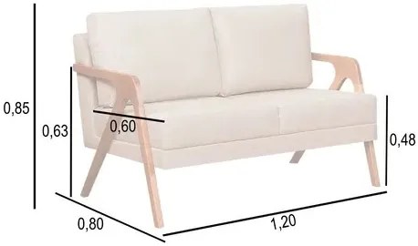 Namoradeira Decorativa Mona luxo Madeira Maciça Linho Cinza