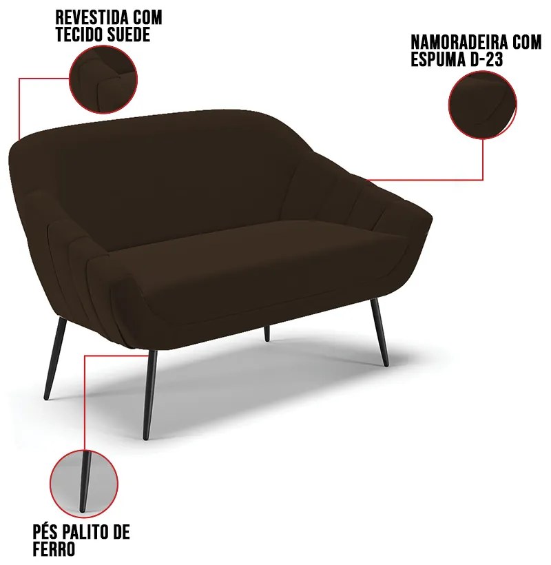 Kit 01 Namoradeira 02 Lugares e 02 Poltronas Giovana Suede Pés Palito De Ferro D01 - D'Rossi



 - Marrom