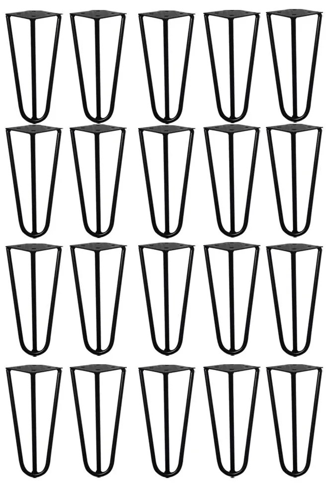 Kit 20 Pés de Metal 15 CM Hairpin Legs Mesas de Centro Puffs Preto G41