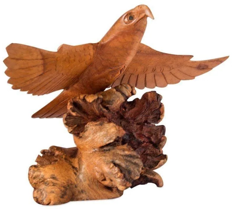 Escultura Águia em Madeira 26cm | Bali