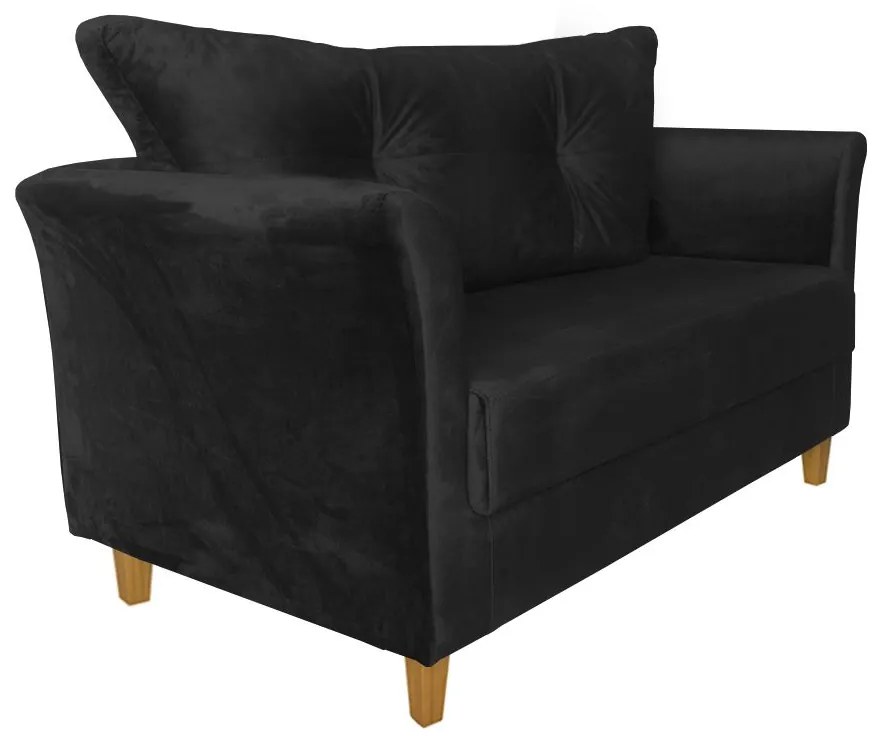 Kit Namoradeira + 2 Poltronas Ibis Sala Recepção Suede Preto