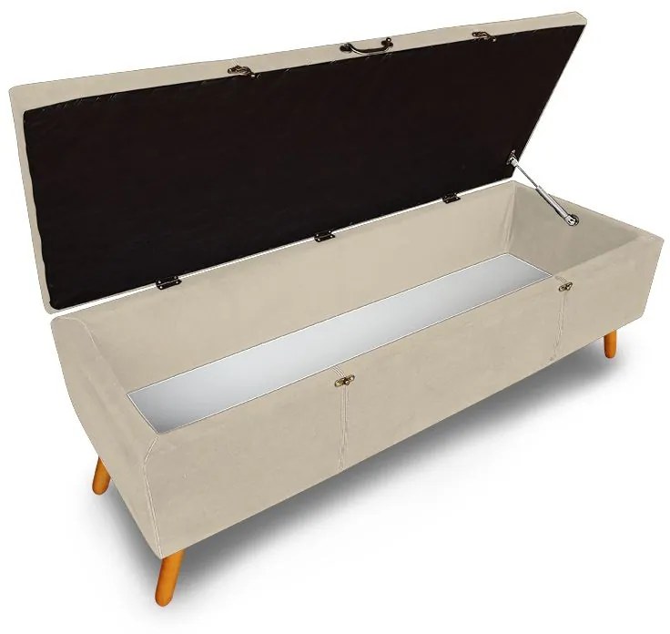 Calçadeira Baú Queen 160cm Caribe Pés Palito Suede Bege - Sheep Estofados - Bege