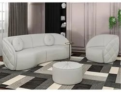 Sofá Decorativo 4 Lugares 318cm com Almofadas e Poltrona Zion M22 Linh