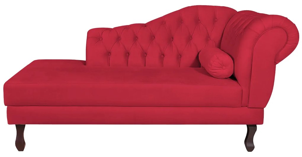 Recamier Diana 185cm Lado Esquerdo Suede Vermelho - ADJ Decor
