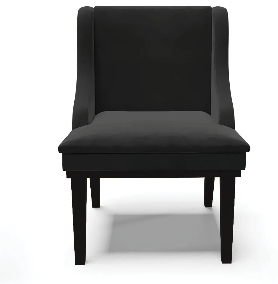 Cadeira de Jantar Liz Veludo Base Fixa Madeira Preto D03 - D'Rossi - Preto