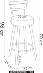 Banqueta Alta Estofada Pés Palito Kit 4 Martin Sintético Preto S08 - M