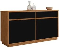 Balcão Aparador Buffet 4 Portas 2 Gavetas 100% MDF Anne N02 Ypê/Preto