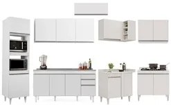 Armário de Cozinha Modulada de Canto 8 Peças CP09 Balcão com Pia Inox