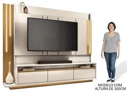 Estante Painel para TV 75 Pol. Monzane H01 Off White/Cinamomo - Mpozen