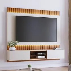Painel Home Suspenso para TV 70 Pol. com LED 180cm Rios C05 Off White