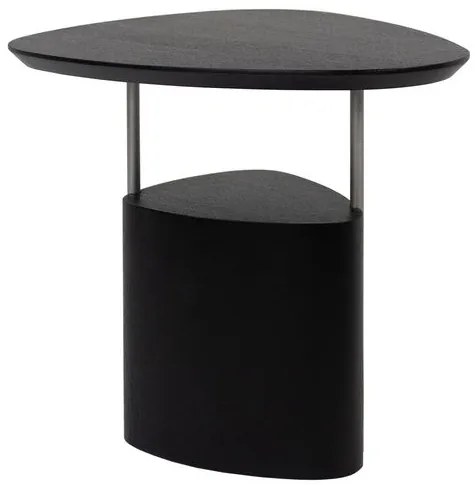 Mesa Lateral Elsinki Baixa Tampo e Base Carvalho Ebanizado Haste Grafite 50cm - 67804 Sun House