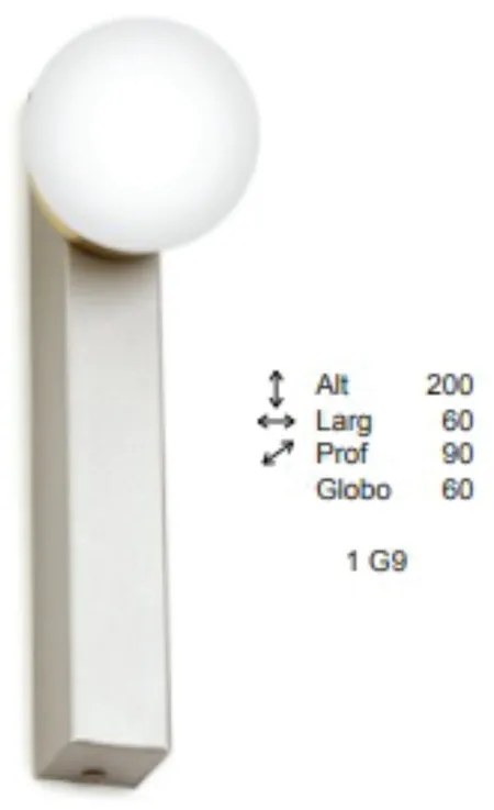 Arandela Point Slim 09X06X20Cm Globo Ø06Cm 1Xg9 - Old Artisan Ar-5564 (GRAFITE, CLEAR (Transparente))