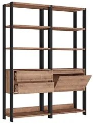 Estante Livreiro 1 Porta 2 Gavetas Estilo Industrial Chess F04 Preto/S