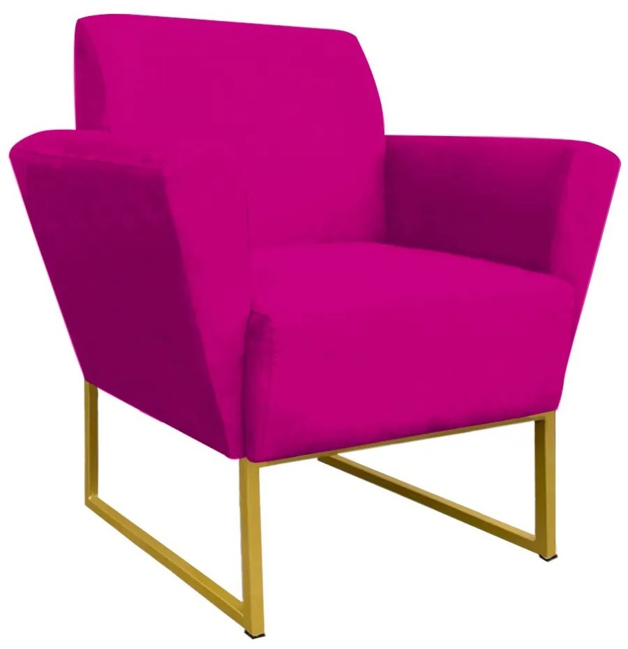 Poltrona Dora Suede Base Metálica Dourado D'Rossi - Pink