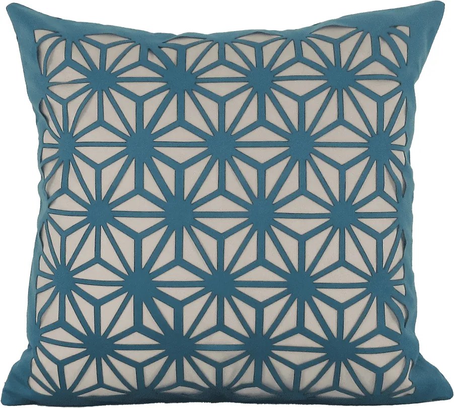 Capa Almofada Corte a Laser Provence Spin Azul Pavão  50x50cm
