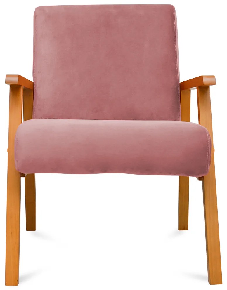 Kit 2 Poltronas Decorativas Alexa Braça de Madeira Suede Rosa - Sheep Estofados