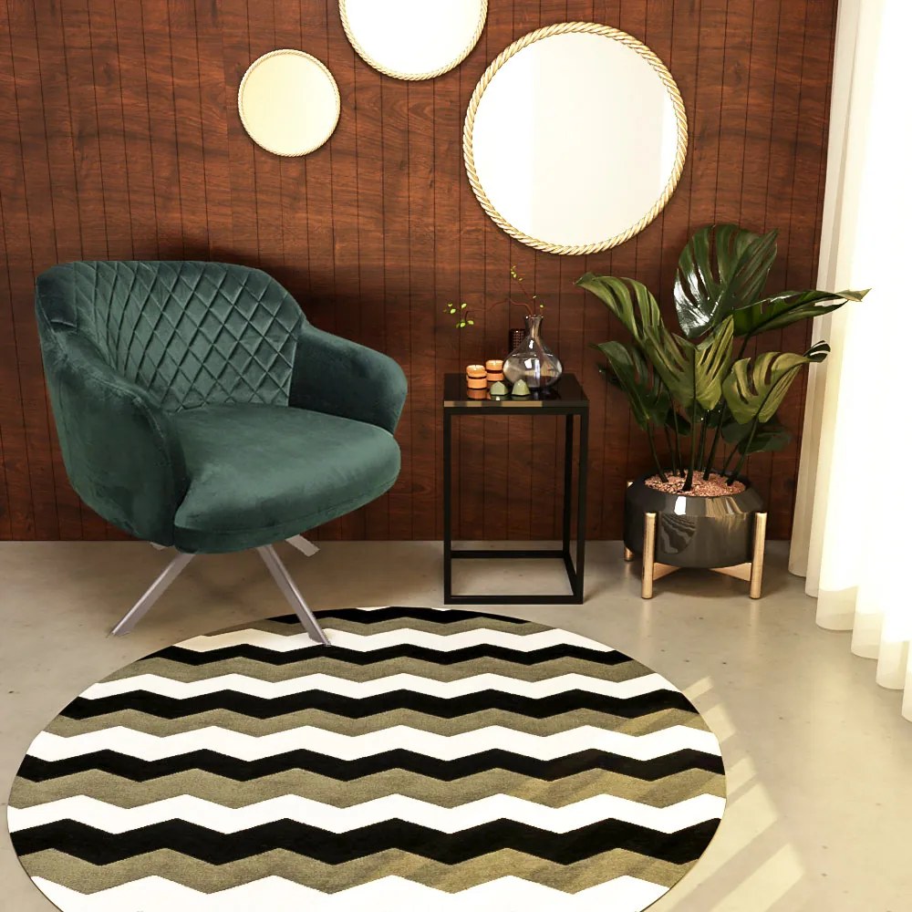 Kit 2 Poltronas Decorativas Kitana Pés Champagne Giratório Veludo Verde G15 - Gran Belo