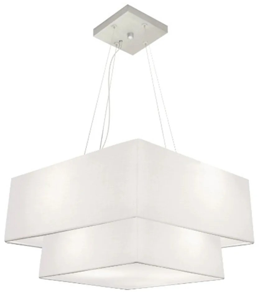 Lustre Pendente Duplo Quadrado Vivare Md-4083 Cúpula em Tecido 70x50cm - Bivolt