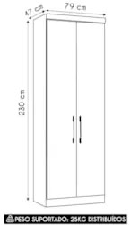Guarda Roupa Modulado 79cm com 2 Portas Delphi Avelã L01    - Mpozenat