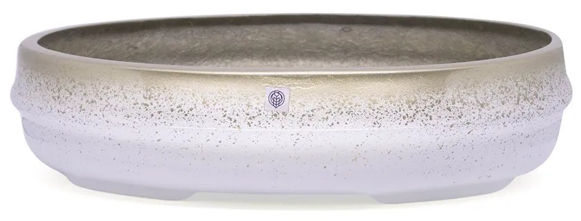 Vaso Bacia Decorativo Osaka Branco Gold Vietnamita 11,5x44x36 Cm - D'Rossi