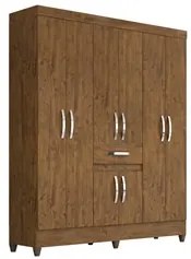 Guarda Roupa Casal Portugal 8 Portas Castanho Wood - Moval