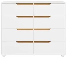 Cômoda para Quarto 8 Gavetas 136cm Doble Branco Fosco/Nature - Albatro