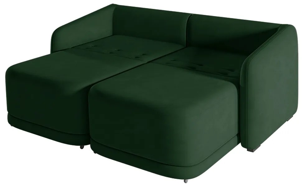 Sofá Cama Modulado Retrátil e Reclinável Decorativo Varsóvia 236cm Veludo Verde G33 - Gran Belo