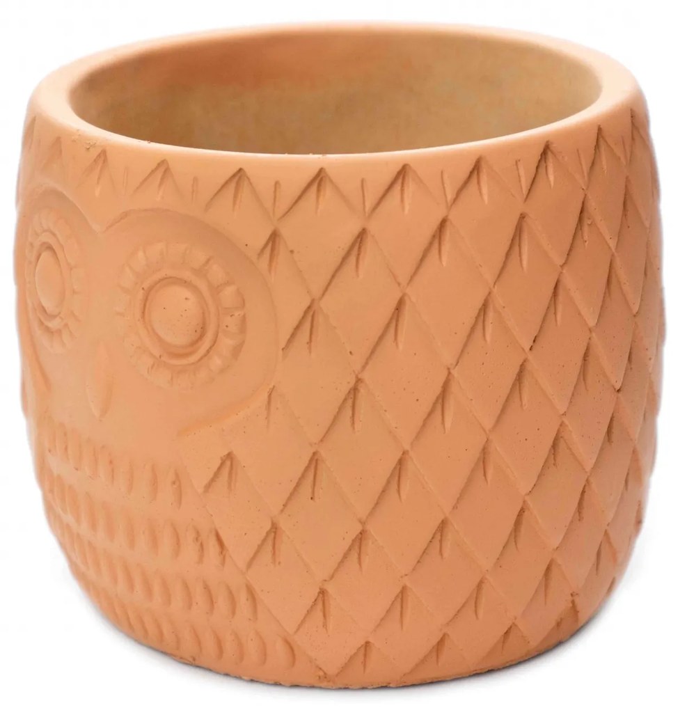 Cachepot Coruja em Cimento Terracota 11,5x13,5 cm - D'Rossi