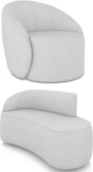 Sofá 2 Lugares 140cm Wendi e Poltrona Steve Linho Cinza I01 - Mpozena