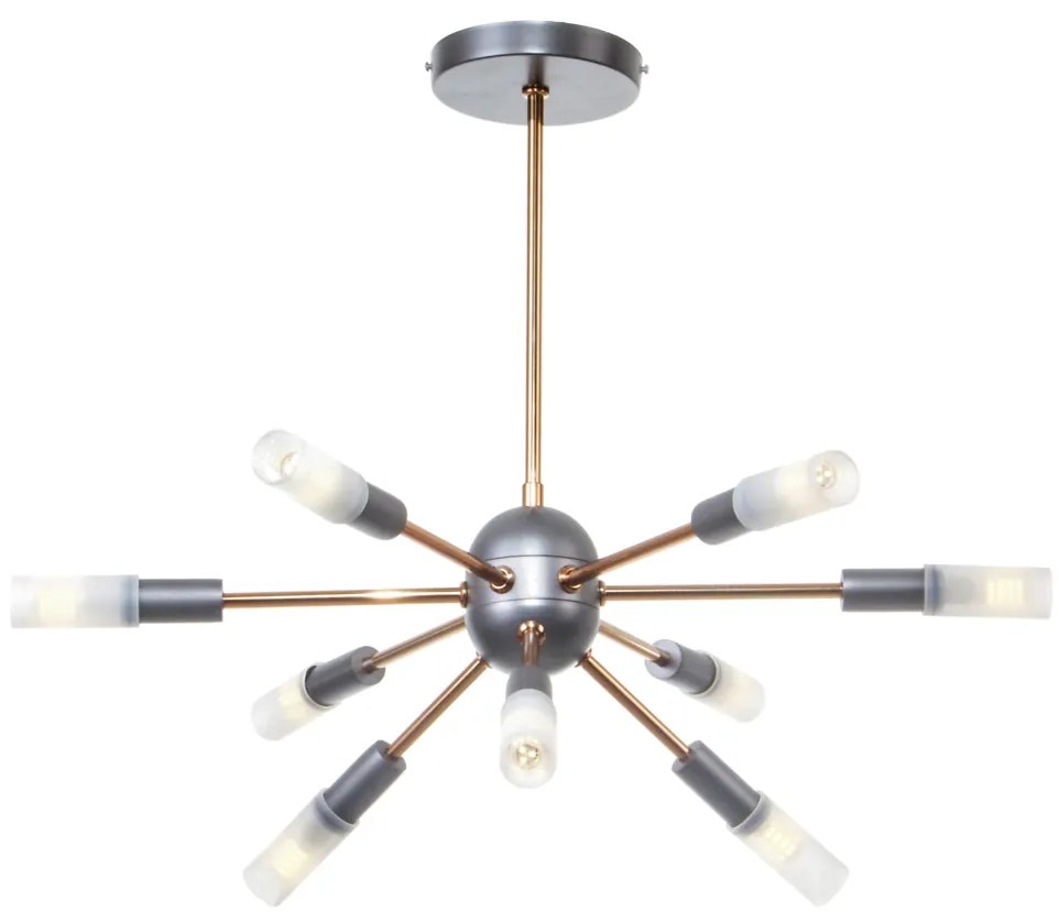 Pendente Flash 56X56X46Cm Sputnik Com Tubo Ponteira Acrílico Metal Alu... (COBRE FOSCO)
