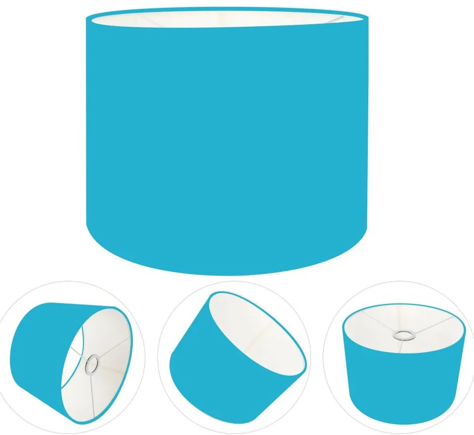 Cúpula Abajur Cilíndrica Cp-7015 Ø35x25cm Azul Turquesa