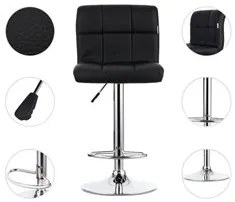 Kit 4 Banquetas Estofadas Vox com Regulagem a Gás Preto -  Facthus