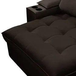 Sofá Retrátil 4 Lugares com Porta Copo 280cm Andes F05 Veludo Marrom E