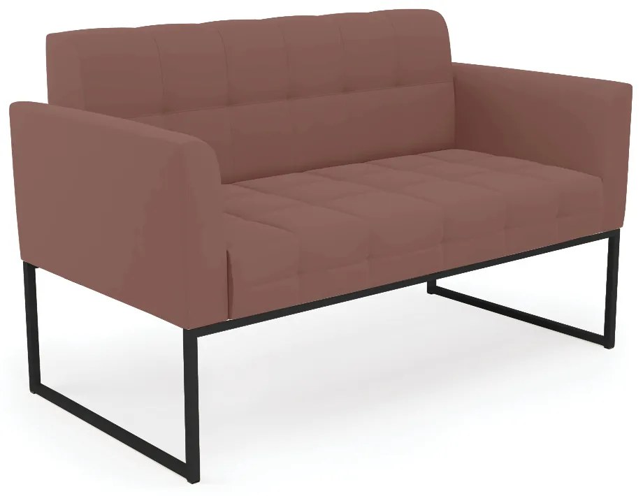 Sofá Namoradeira Elisa Veludo Base Metálica Industrial Preto D03 - D'Rossi  - Rose