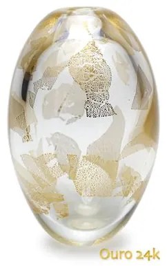 Vasinho Oval Transparente Áureo Murano Cristais Cadoro