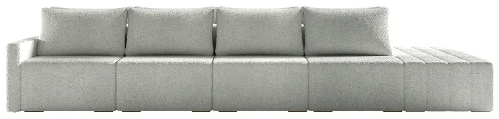 Sofá Ilha Modulado Milos 392cm Puff Lateral Bouclê Cinza G33 - Gran Belo