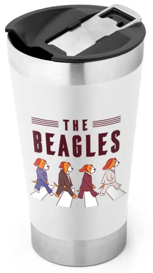 Copo Térmico The Beagles Com Tampa e Abridor Chopp - Branco