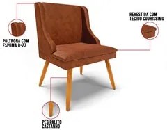 Kit 10 Cadeiras Estofadas para Sala de Jantar Pés Palito Lia Sintético