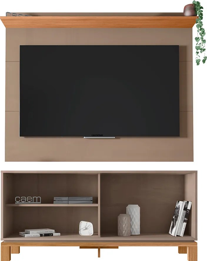 Painel TV 45 Pol 136cm com Rack Bancada para Sala Visari Marrom/Freijó C01 - D'Rossi
