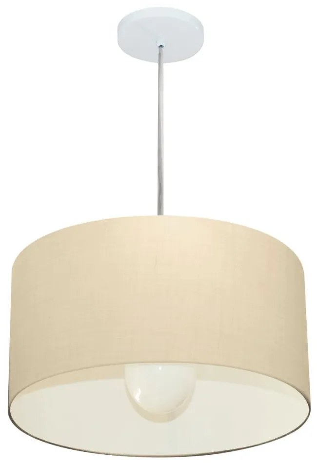 Lustre Pendente Cilíndrico Md-4202 Cúpula em Tecido 40x25cm Algodão Crú - Bivolt