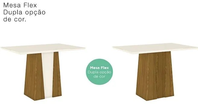 Mesa de Jantar 120cm Orus Móveis Henn Nature/Off White