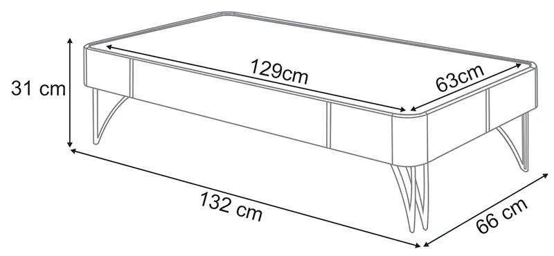 Mesa de Centro Cadenza com Pés em Aço em MDP/MDF Verde Pistache/Castanho G26 - Hb Móveis