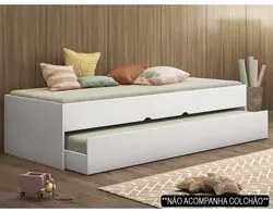 Bicama Solteiro Cama Auxiliar 100% MDP Chiara Branco - Phoenix