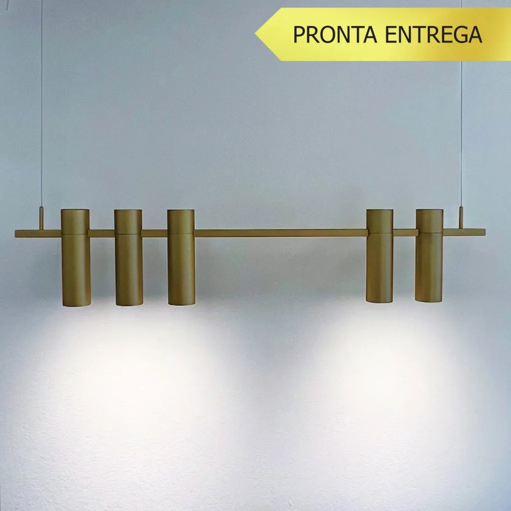 Pendente Retângular 100X5,5X20,8Cm Tubo Transpasse Assimétrico Alumíni... (CHAMPANHE)