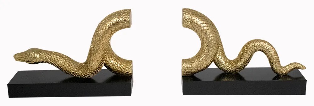 Aparador de Livros Serpente Em Poliresina Dourado M02 - D'Rossi