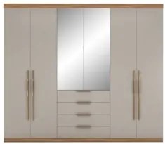 Guarda Roupa Casal 262cm Com Espelho Giard D02 Amêndola/Nude - Mpozena