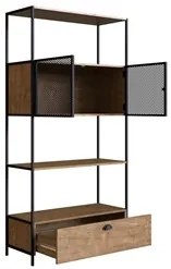 Estante Livreiro 2 Portas 1 Gaveta Estilo Industrial York Vermont/Pret