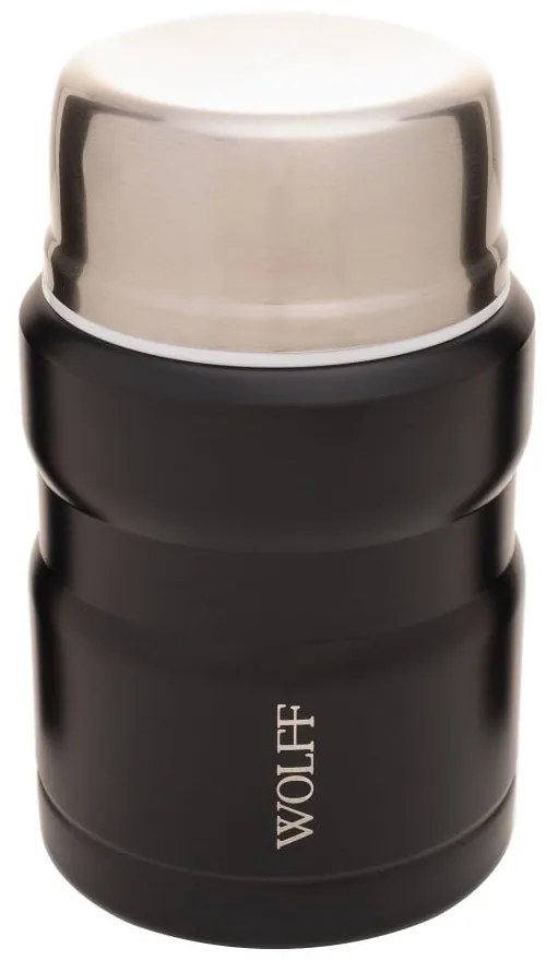 Pote Térmico Com Colher Dupla Parede De Aço Inox Preto 9,5cm X 9,5cm X 15,5cm 29156 Wolff