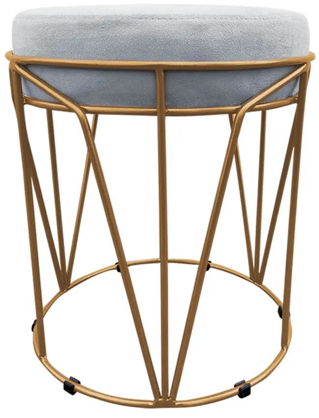 Puff Multiuso com Mesa Babu 2 em 1 Suede Cinza Base Dourado - D'Rossi