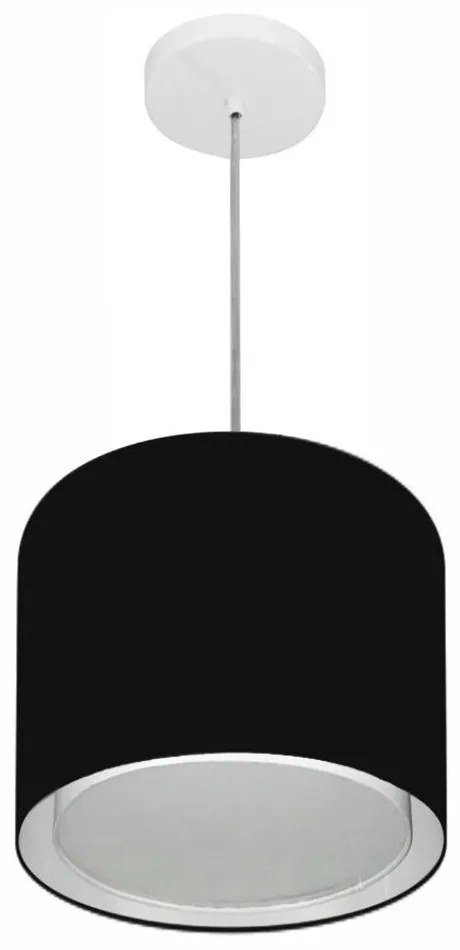 Lustre Pendente Cilíndrico Duplo Md-4284 Cúpula em Tecido 30x30cm Preto - Bivolt
